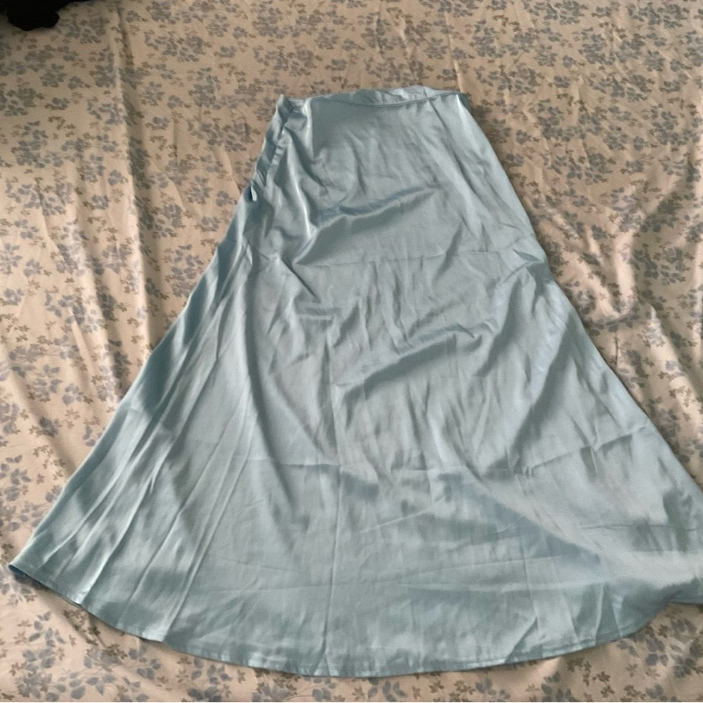 Light blue stain maxi skirt
